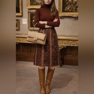 Mary Mcfadden Collection Vintage Metallic Brocade Skirt | Made in USA | Size 8